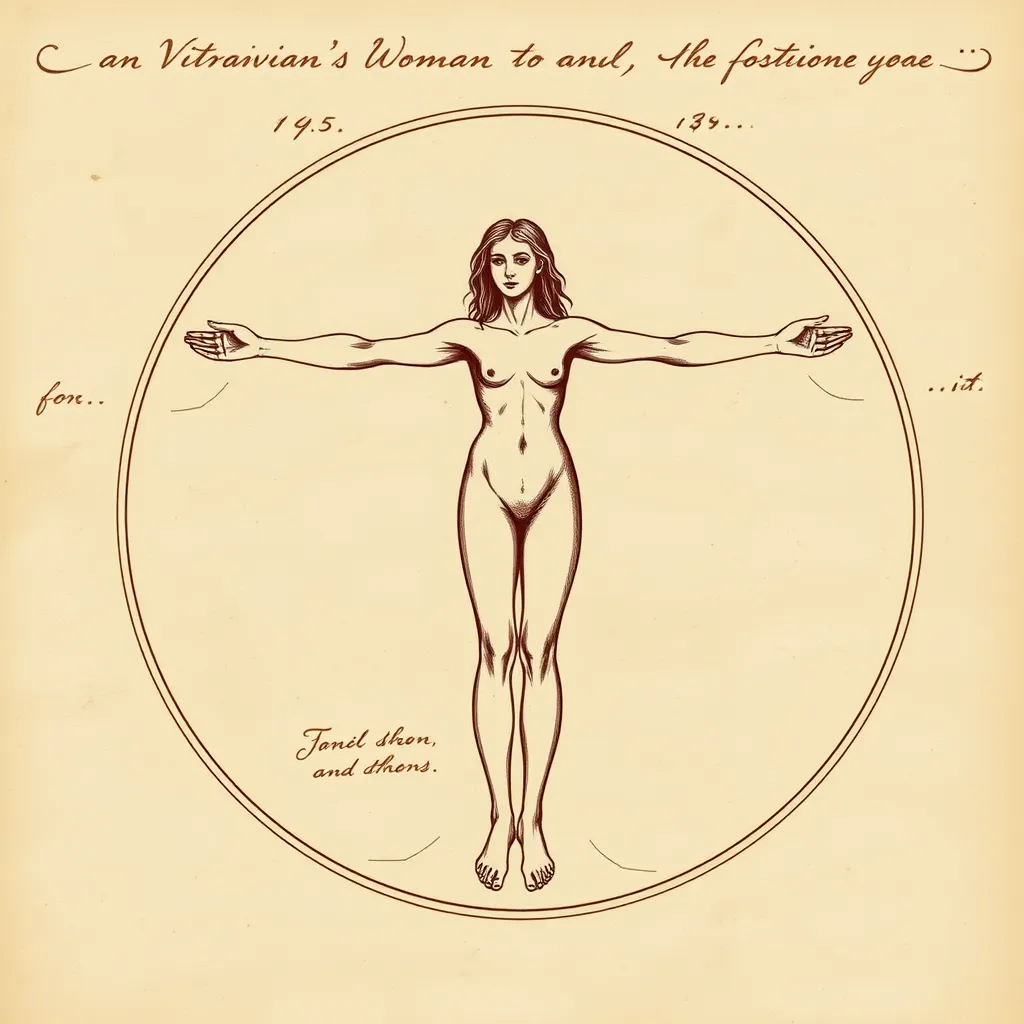 Vitruvian Woman — releitura feminina do estudo de proporção de Leonardo da Vinci